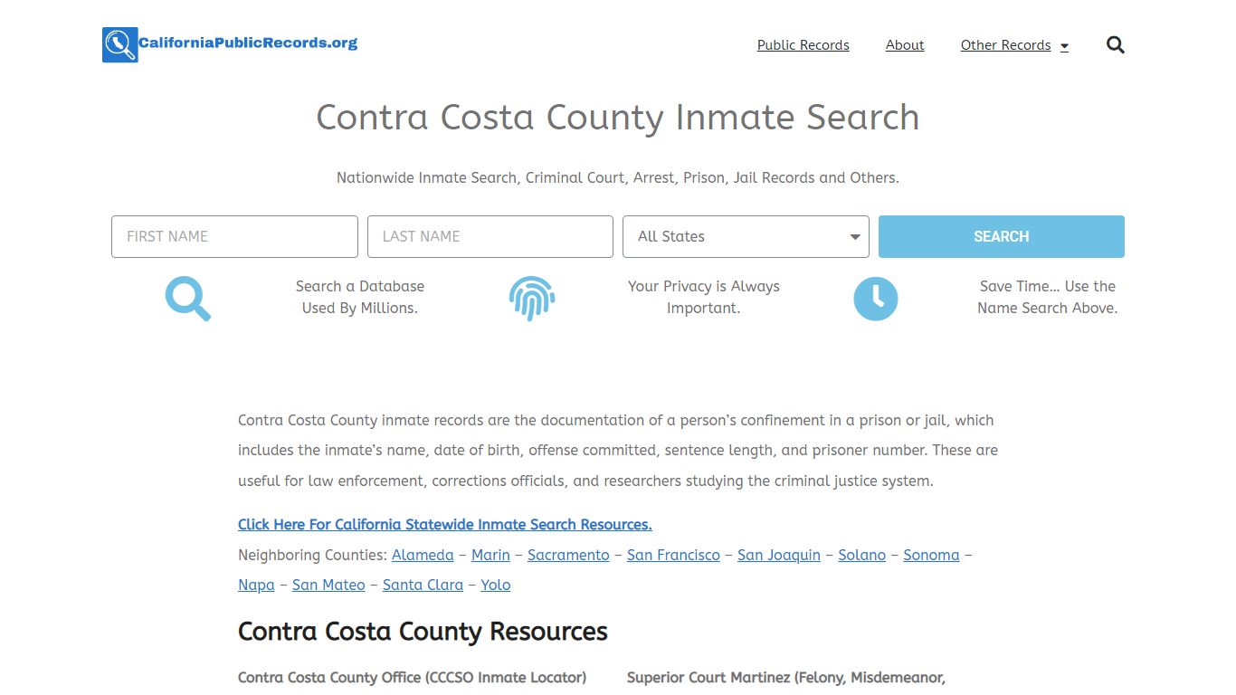 Contra Costa County Inmate Search - Current & Past CCCSO CA Jail Records